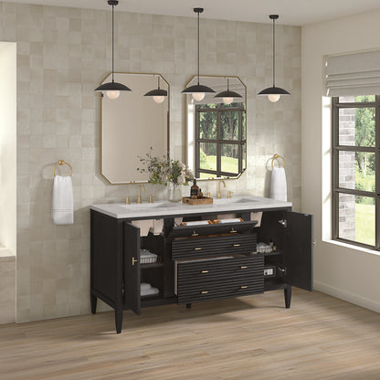 James Martin - Myrrin 60" Double Vanity, Carbon Oak w/ 3 CM Lime Delight Silestone Top - 485-V60D-CBO-3LDL view 5