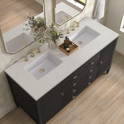 James Martin - Myrrin 60" Double Vanity, Carbon Oak w/ 3 CM Lime Delight Silestone Top - 485-V60D-CBO-3LDL view 7
