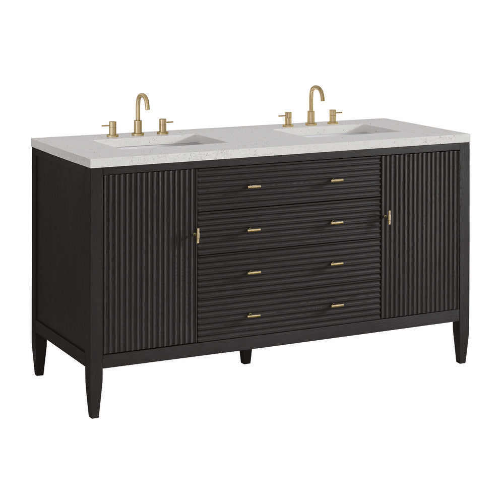 James Martin - Myrrin 60" Double Vanity, Carbon Oak w/ 3 CM Lime Delight Silestone Top - 485-V60D-CBO-3LDL view 10