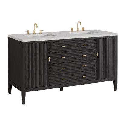 James Martin - Myrrin 60" Double Vanity, Carbon Oak w/ 3 CM Lime Delight Silestone Top - 485-V60D-CBO-3LDL view 10