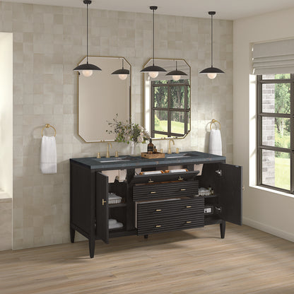 James Martin - Myrrin 60" Double Vanity, Carbon Oak w/ 3 CM Parisien Bleu Silestone Top w/FreePower Wireless Charger - 485-V60D-CBO-FPBL view 6