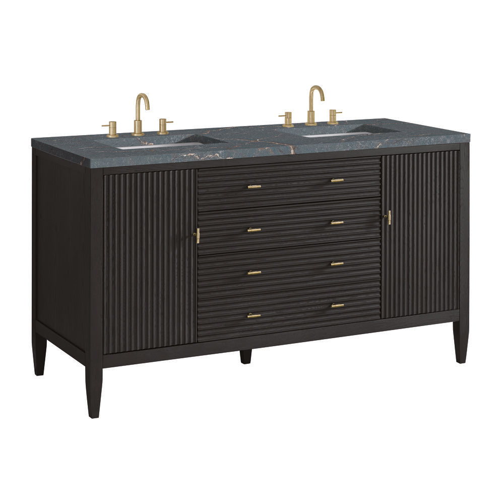 James Martin - Myrrin 60" Double Vanity, Carbon Oak w/ 3 CM Parisien Bleu Silestone Top w/FreePower Wireless Charger - 485-V60D-CBO-FPBL view 11