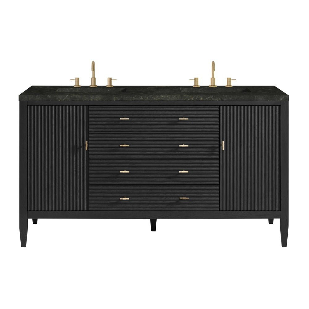 James Martin - Myrrin 60" Double Vanity, Carbon Oak, w/ 3 CM Phantome Eclos Top - 485-V60D-CBO-3PHT view 1