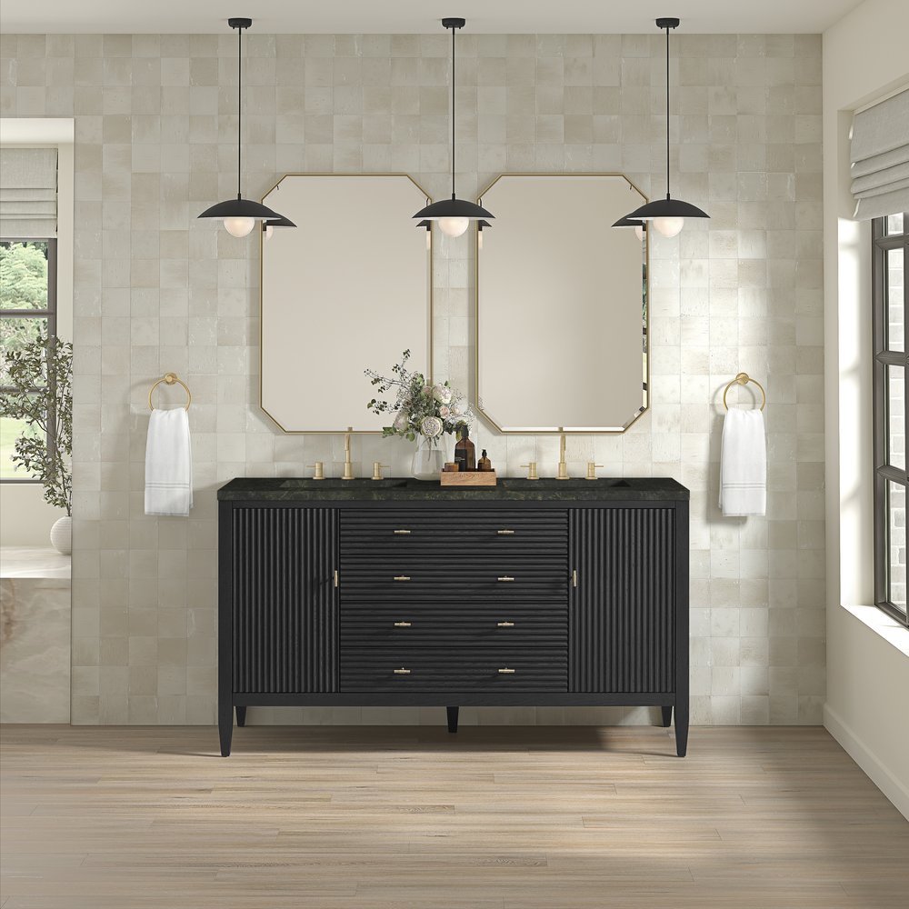 James Martin - Myrrin 60" Double Vanity, Carbon Oak, w/ 3 CM Phantome Eclos Top - 485-V60D-CBO-3PHT view 3
