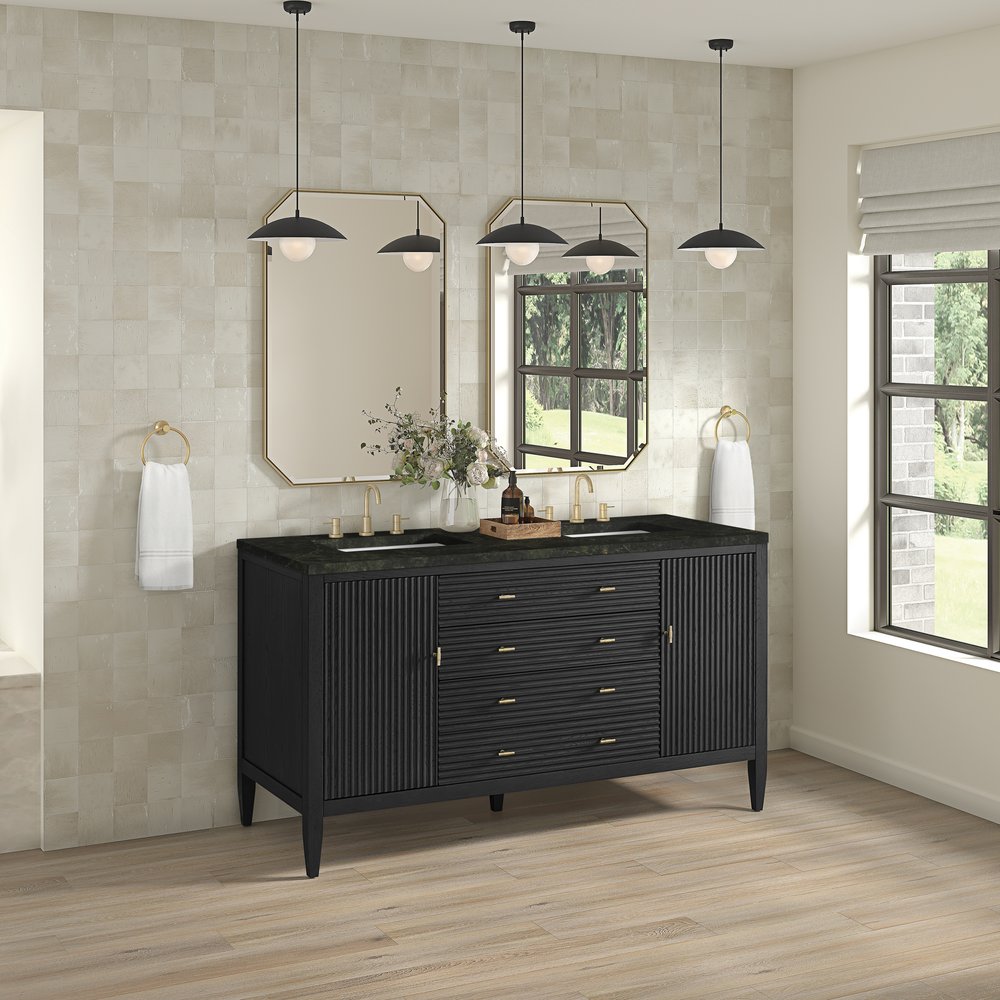 James Martin - Myrrin 60" Double Vanity, Carbon Oak, w/ 3 CM Phantome Eclos Top - 485-V60D-CBO-3PHT view 4