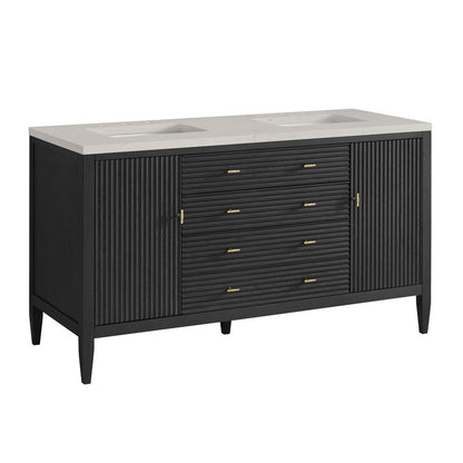James Martin - Myrrin 60" Double Vanity, Carbon Oak, w/ 3 CM Siberian Silestone Top - 485-V60D-CBO-3SFR view 10