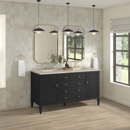 James Martin - Myrrin 60" Double Vanity, Carbon Oak, w/ 3 CM Tajnar Eclos Top - 485-V60D-CBO-3TJR view 4
