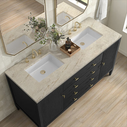 James Martin - Myrrin 60" Double Vanity, Carbon Oak, w/ 3 CM Tajnar Eclos Top - 485-V60D-CBO-3TJR view 7