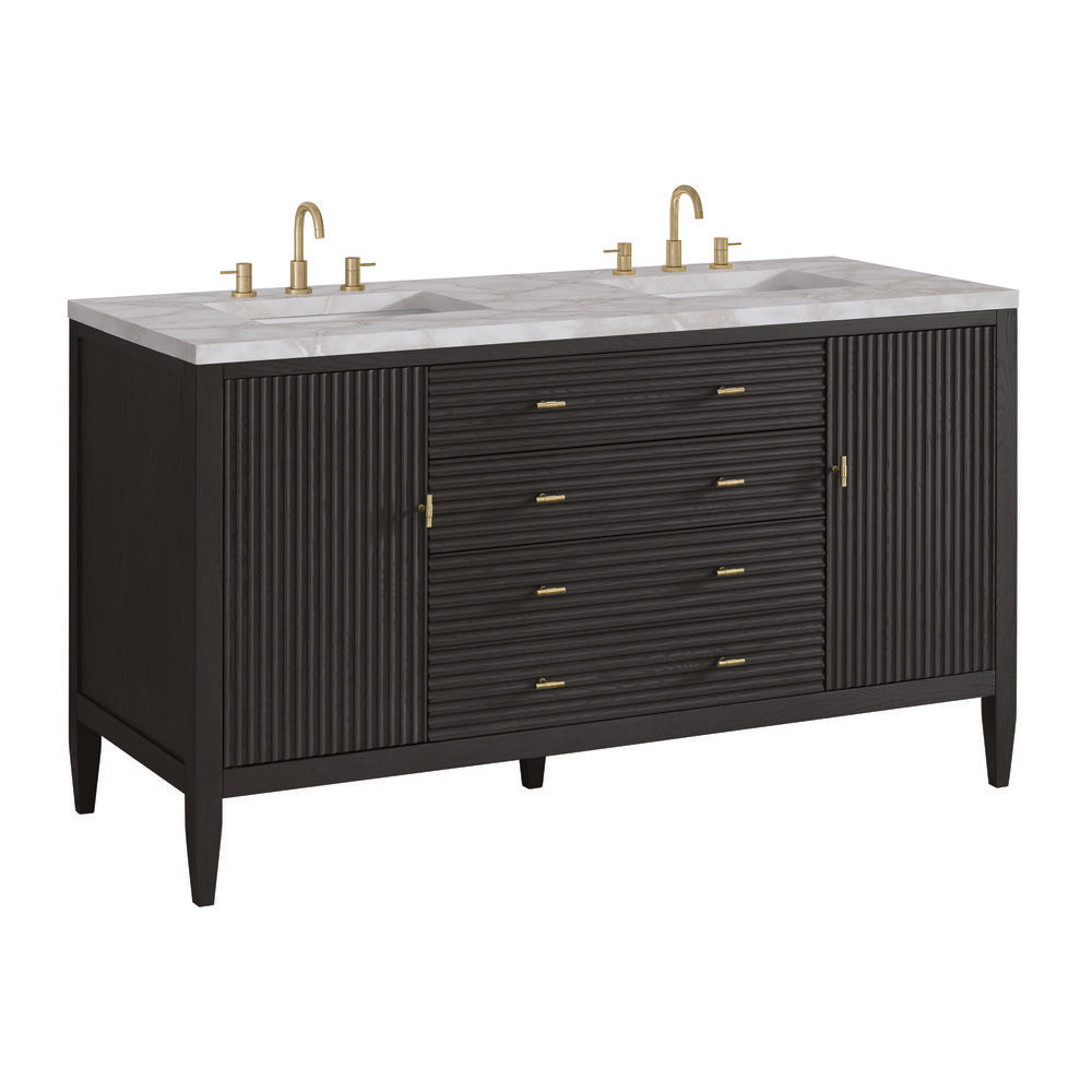 James Martin - Myrrin 60" Double Vanity, Carbon Oak w/ 3 CM Victorian Silver Silestone Top - 485-V60D-CBO-3VSL view 10