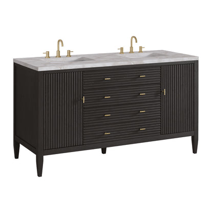 James Martin - Myrrin 60" Double Vanity, Carbon Oak w/ 3 CM Victorian Silver Silestone Top - 485-V60D-CBO-3VSL view 10