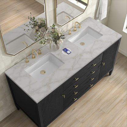 James Martin - Myrrin 60" Double Vanity, Carbon Oak w/ 3 CM Victorian Silver Silestone Top w/FreePower Wireless Charger - 485-V60D-CBO-FVSL view 8