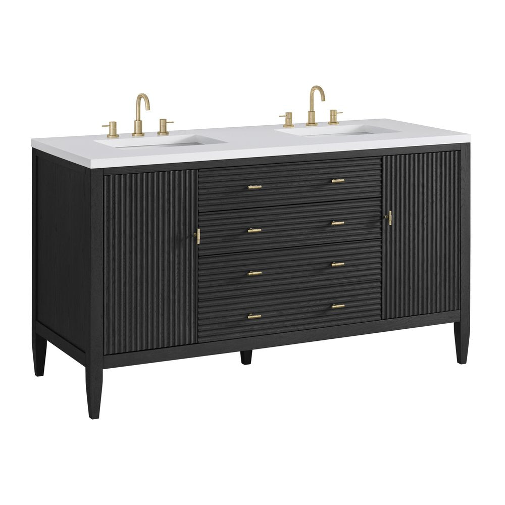 James Martin - Myrrin 60" Double Vanity, Carbon Oak w/ 3 CM White Zeus Silestone Top - 485-V60D-CBO-3WZ view 12