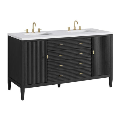James Martin - Myrrin 60" Double Vanity, Carbon Oak w/ 3 CM White Zeus Silestone Top - 485-V60D-CBO-3WZ view 12