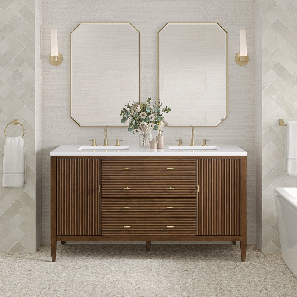 James Martin - Myrrin 60" Double Vanity, Mid Century Walnut - 485-V60D-M-WLT view 3