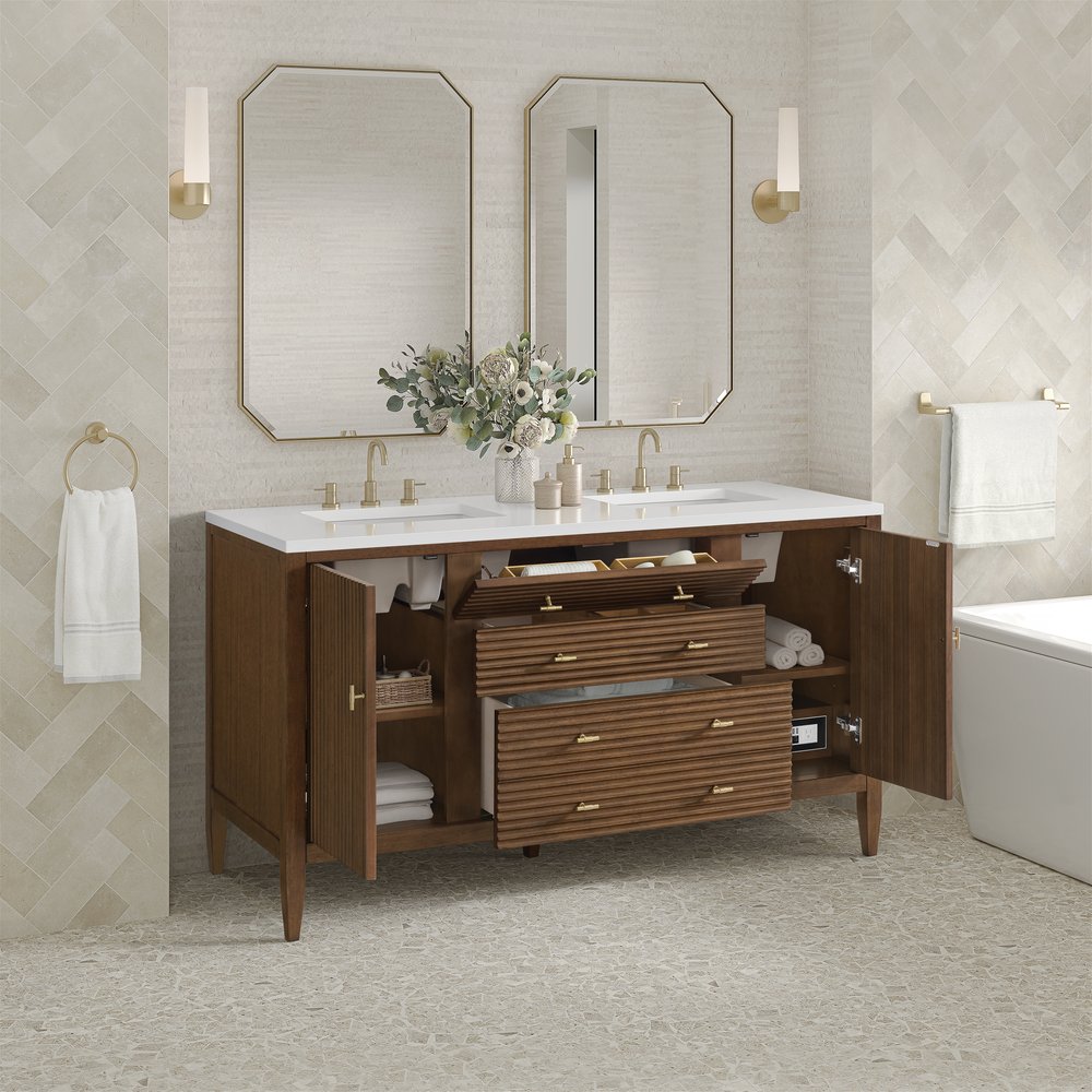 James Martin - Myrrin 60" Double Vanity, Mid Century Walnut - 485-V60D-M-WLT view 5