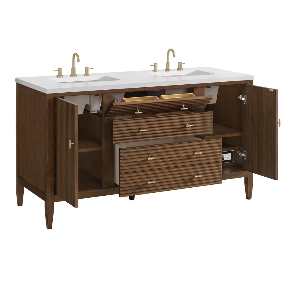 James Martin - Myrrin 60" Double Vanity, Mid Century Walnut - 485-V60D-M-WLT view 10