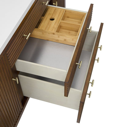 James Martin - Myrrin 60" Double Vanity, Mid Century Walnut w/ 3 CM Carrara White Marble Top - 485-V60D-WLT-3CAR view 12