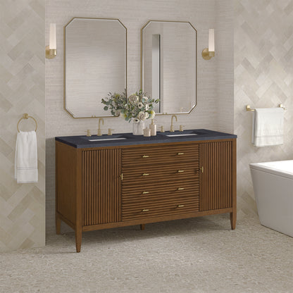 James Martin - Myrrin 60" Double Vanity, Mid Century Walnut w/ 3 CM Charcoal Soapstone Silestone Top - 485-V60D-WLT-3CSP view 4