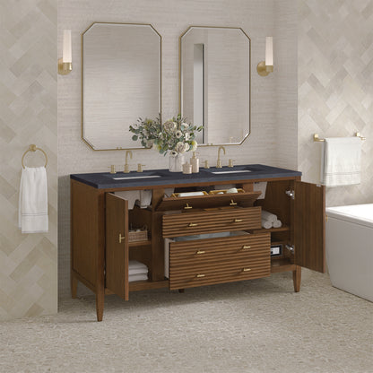 James Martin - Myrrin 60" Double Vanity, Mid Century Walnut w/ 3 CM Charcoal Soapstone Silestone Top - 485-V60D-WLT-3CSP view 5