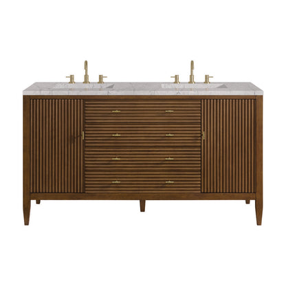 James Martin - Myrrin 60" Double Vanity, Mid Century Walnut w/ 3 CM Eternal Jasmine Pearl Silestone Top - 485-V60D-WLT-3EJP view 1