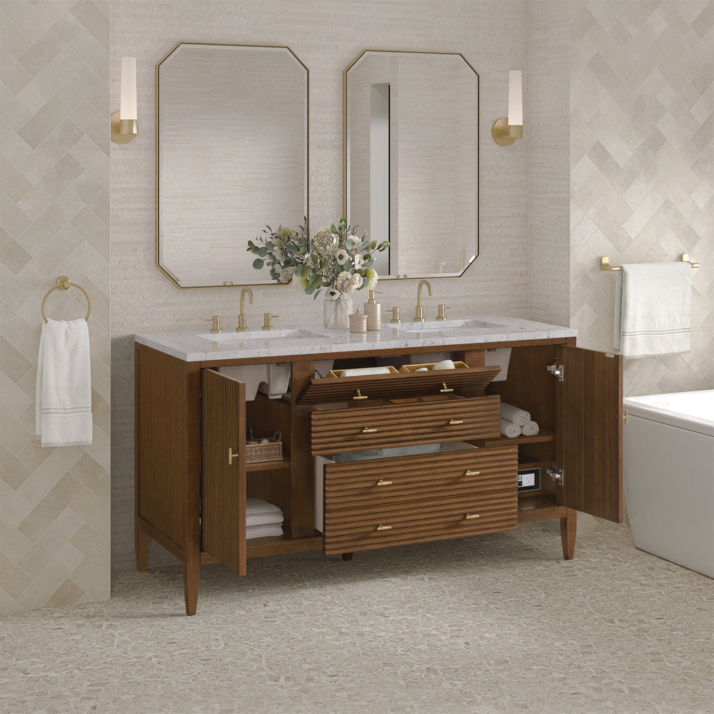 James Martin - Myrrin 60" Double Vanity, Mid Century Walnut w/ 3 CM Eternal Jasmine Pearl Silestone Top - 485-V60D-WLT-3EJP view 5