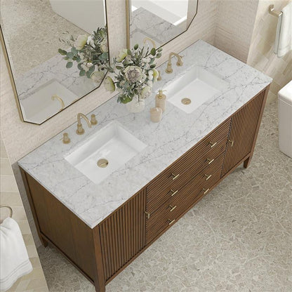 James Martin - Myrrin 60" Double Vanity, Mid Century Walnut w/ 3 CM Eternal Jasmine Pearl Silestone Top - 485-V60D-WLT-3EJP view 7