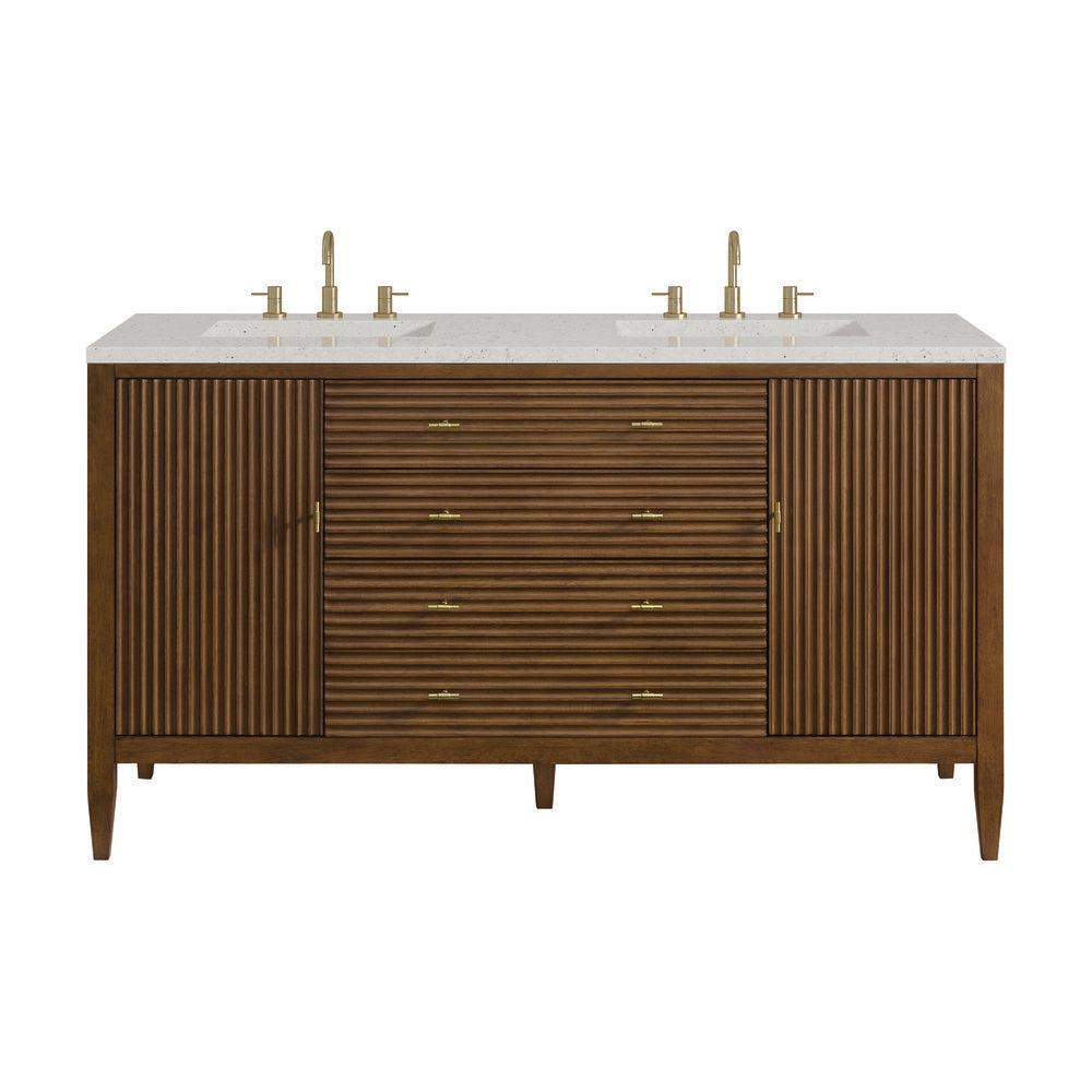 James Martin - Myrrin 60" Double Vanity, Mid Century Walnut w/ 3 CM Lime Delight Silestone Top - 485-V60D-WLT-3LDL view 1
