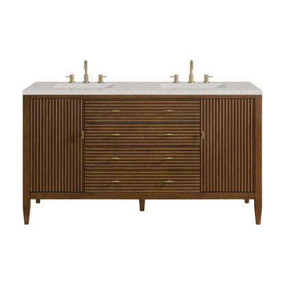 James Martin - Myrrin 60" Double Vanity, Mid Century Walnut w/ 3 CM Lime Delight Silestone Top - 485-V60D-WLT-3LDL view 1