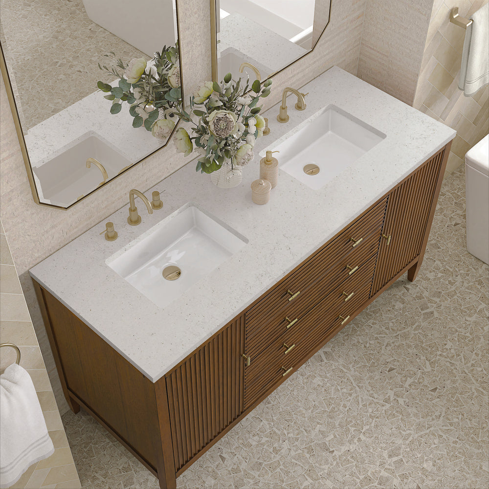 James Martin - Myrrin 60" Double Vanity, Mid Century Walnut w/ 3 CM Lime Delight Silestone Top - 485-V60D-WLT-3LDL view 7