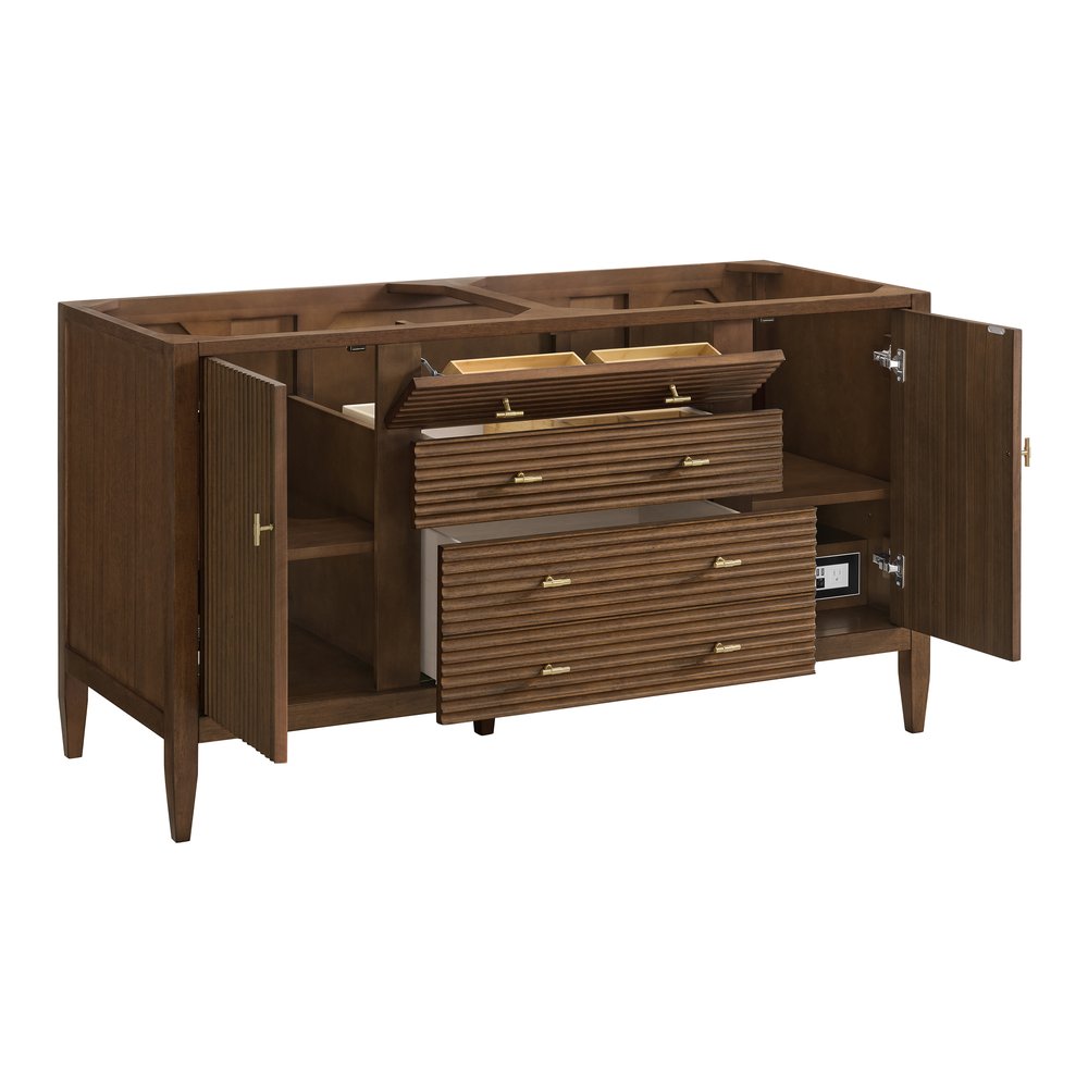 James Martin - Myrrin 60" Double Vanity, Mid Century Walnut w/ 3 CM Lime Delight Silestone Top - 485-V60D-WLT-3LDL view 8