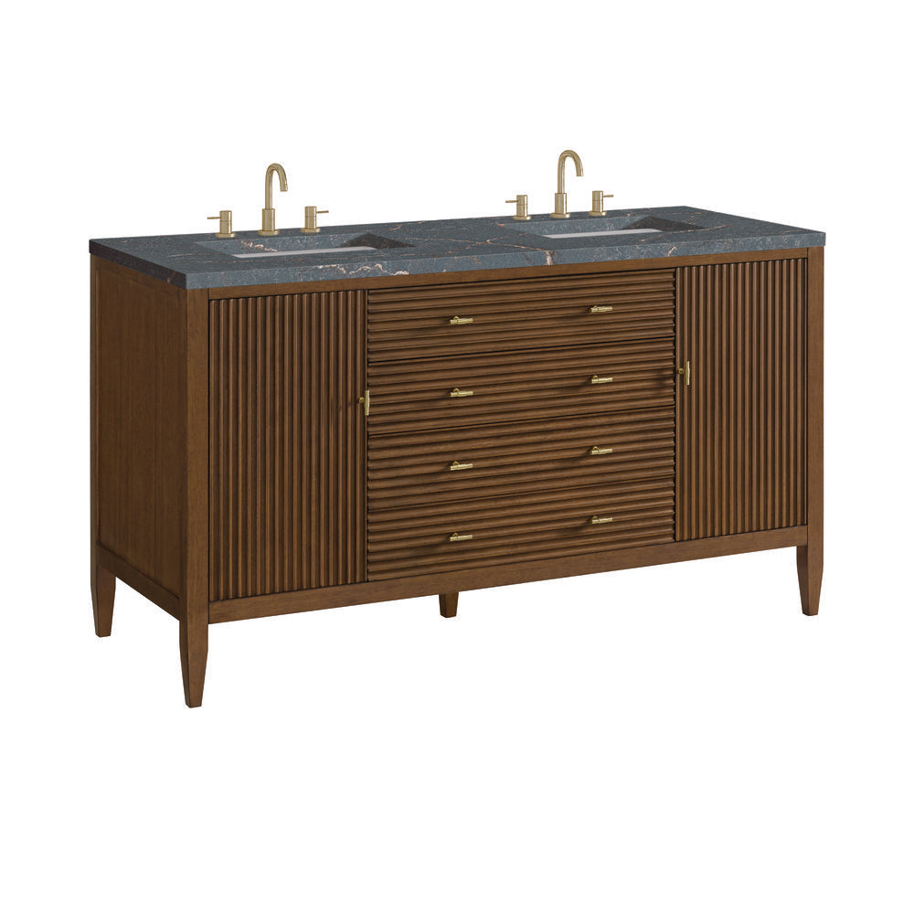 James Martin - Myrrin 60" Double Vanity, Mid Century Walnut w/ 3 CM Parisien Bleu Silestone Top w/FreePower Wireless Charger - 485-V60D-WLT-FPBL view 11