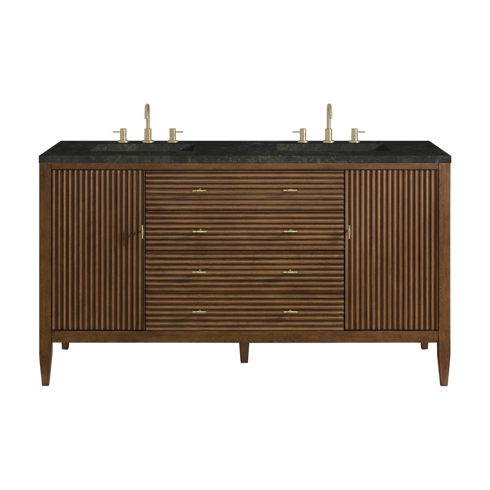 James Martin - Myrrin 60" Double Vanity, Mid Century Walnut, w/ 3 CM Phantome Eclos Top - 485-V60D-WLT-3PHT view 1