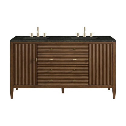 James Martin - Myrrin 60" Double Vanity, Mid Century Walnut, w/ 3 CM Phantome Eclos Top - 485-V60D-WLT-3PHT view 1