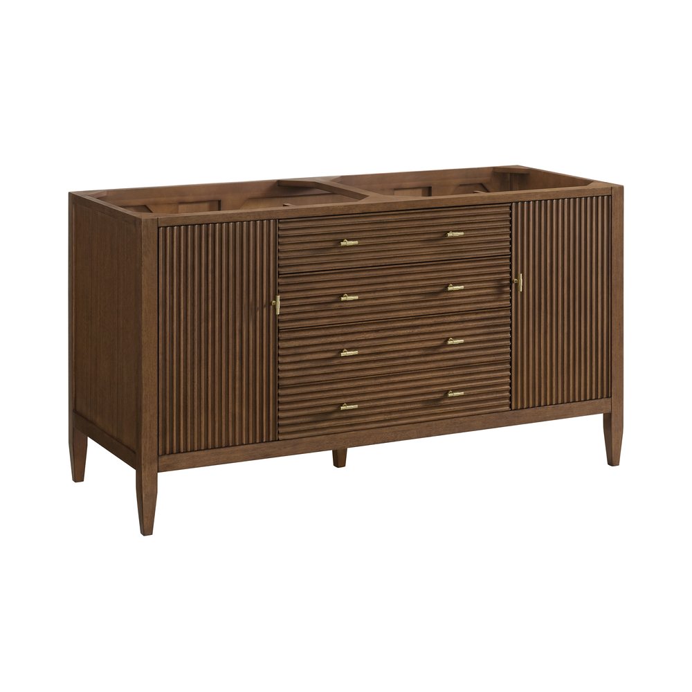James Martin - Myrrin 60" Double Vanity, Mid Century Walnut, w/ 3 CM Phantome Eclos Top - 485-V60D-WLT-3PHT view 2