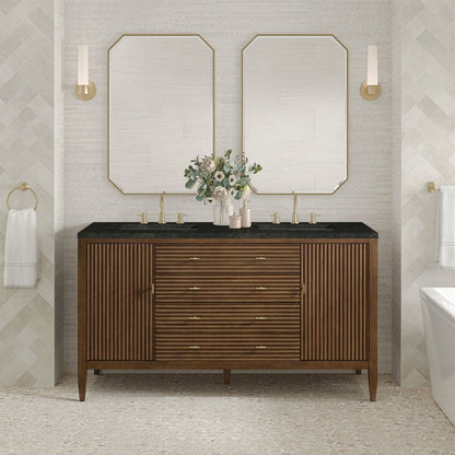 James Martin - Myrrin 60" Double Vanity, Mid Century Walnut, w/ 3 CM Phantome Eclos Top - 485-V60D-WLT-3PHT view 3