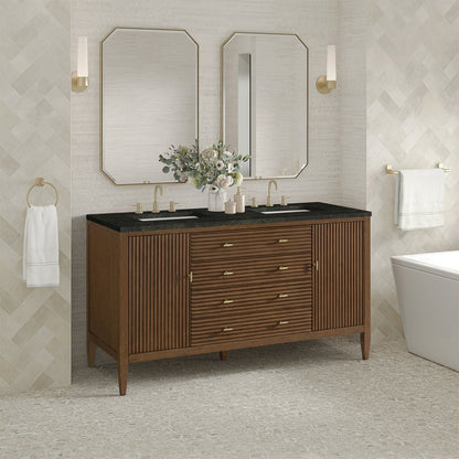 James Martin - Myrrin 60" Double Vanity, Mid Century Walnut, w/ 3 CM Phantome Eclos Top - 485-V60D-WLT-3PHT view 4