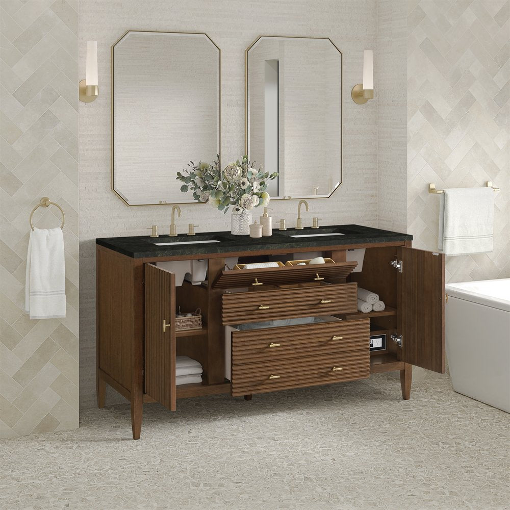 James Martin - Myrrin 60" Double Vanity, Mid Century Walnut, w/ 3 CM Phantome Eclos Top - 485-V60D-WLT-3PHT view 5