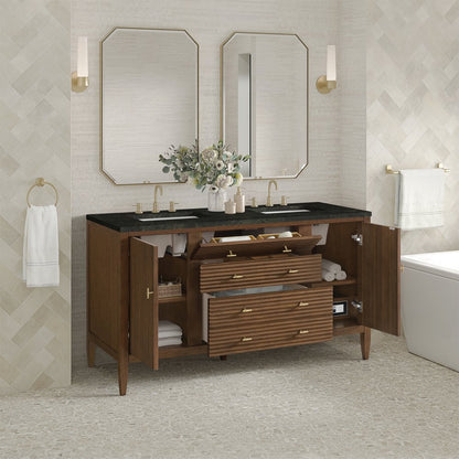 James Martin - Myrrin 60" Double Vanity, Mid Century Walnut, w/ 3 CM Phantome Eclos Top - 485-V60D-WLT-3PHT view 5