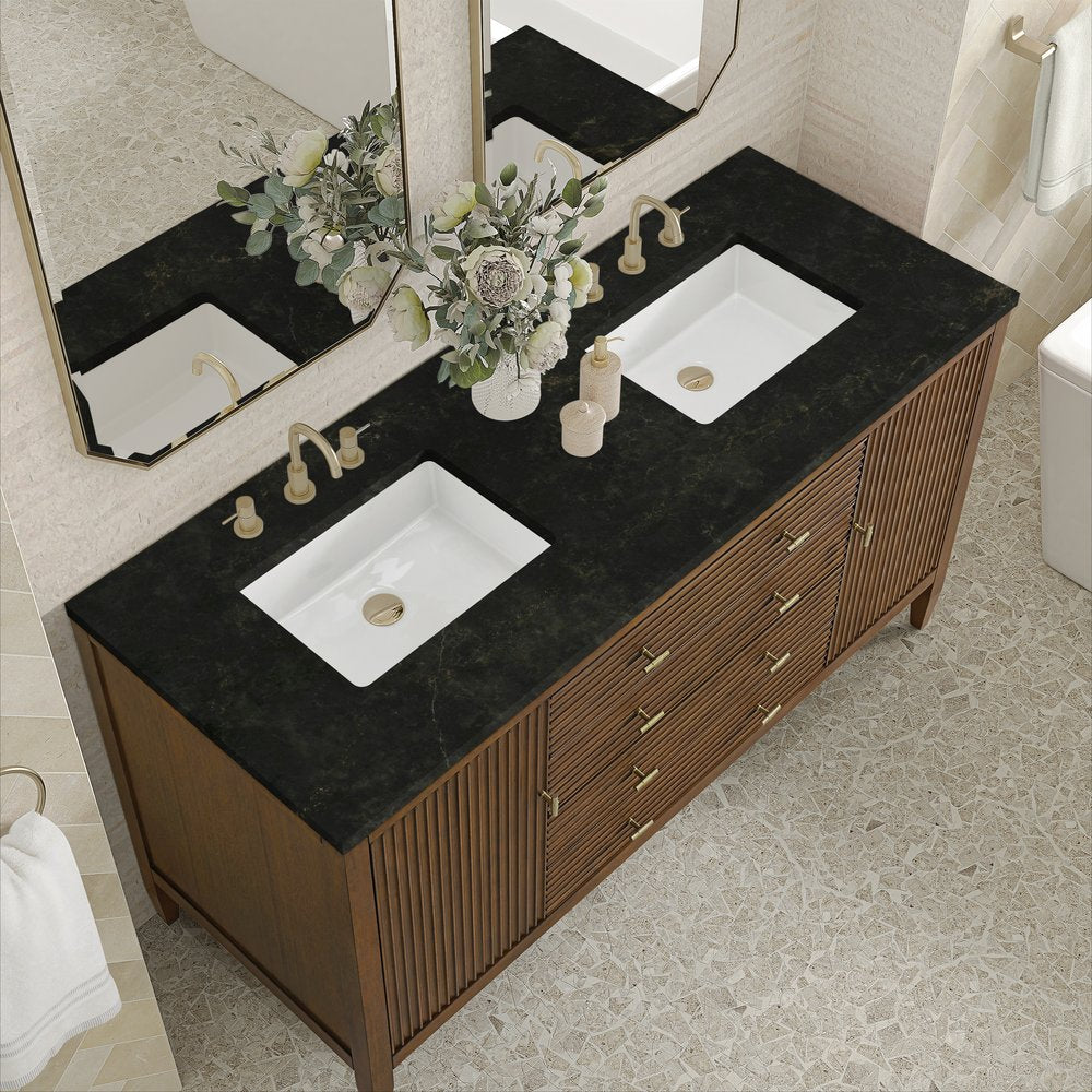 James Martin - Myrrin 60" Double Vanity, Mid Century Walnut, w/ 3 CM Phantome Eclos Top - 485-V60D-WLT-3PHT view 7