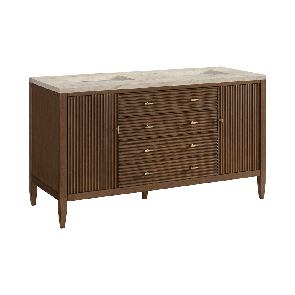 James Martin - Myrrin 60" Double Vanity, Mid Century Walnut, w/ 3 CM Tajnar Eclos Top - 485-V60D-WLT-3TJR view 10