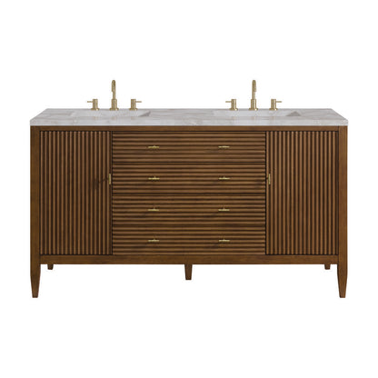 James Martin - Myrrin 60" Double Vanity, Mid Century Walnut w/ 3 CM Victorian Silver Silestone Top - 485-V60D-WLT-3VSL view 1
