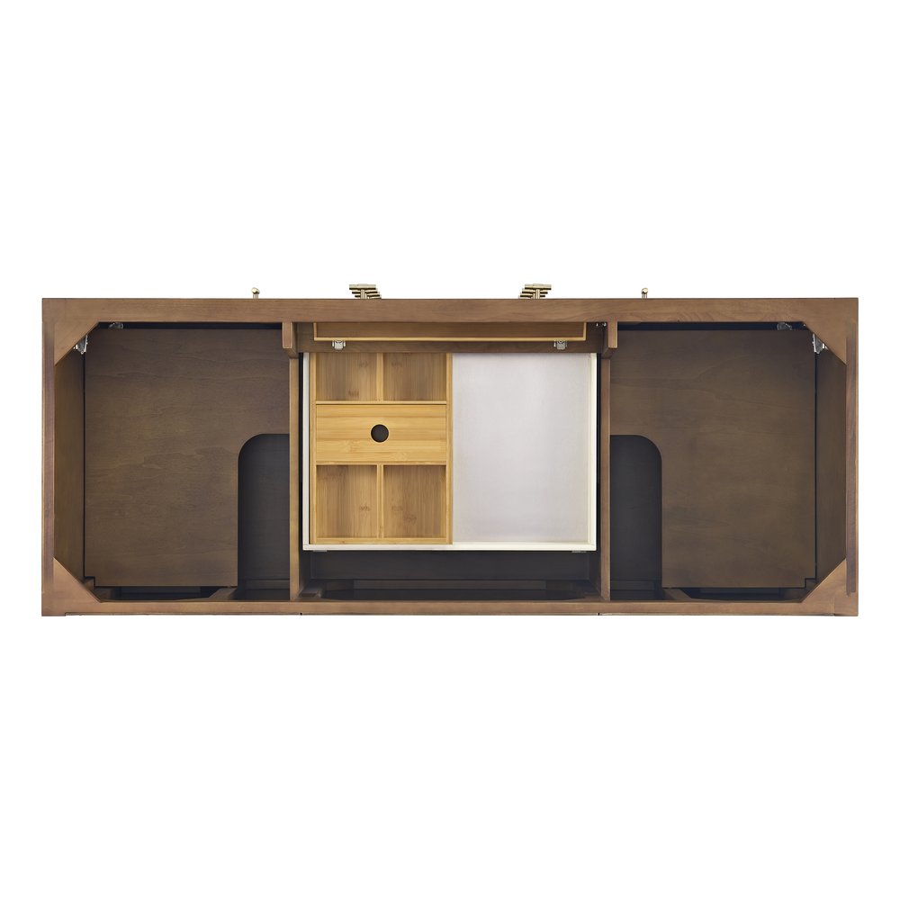 James Martin - Myrrin 60" Double Vanity, Mid Century Walnut w/ 3 CM White Zeus Silestone Top - 485-V60D-WLT-3WZ view 6