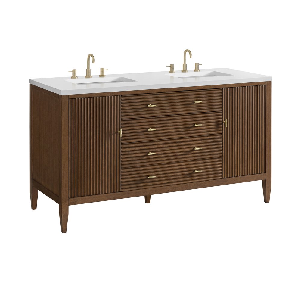 James Martin - Myrrin 60" Double Vanity, Mid Century Walnut w/ 3 CM White Zeus Silestone Top - 485-V60D-WLT-3WZ view 12