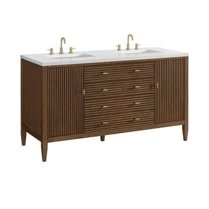 James Martin - Myrrin 60" Double Vanity, Mid Century Walnut w/ 3 CM White Zeus Silestone Top - 485-V60D-WLT-3WZ view 12
