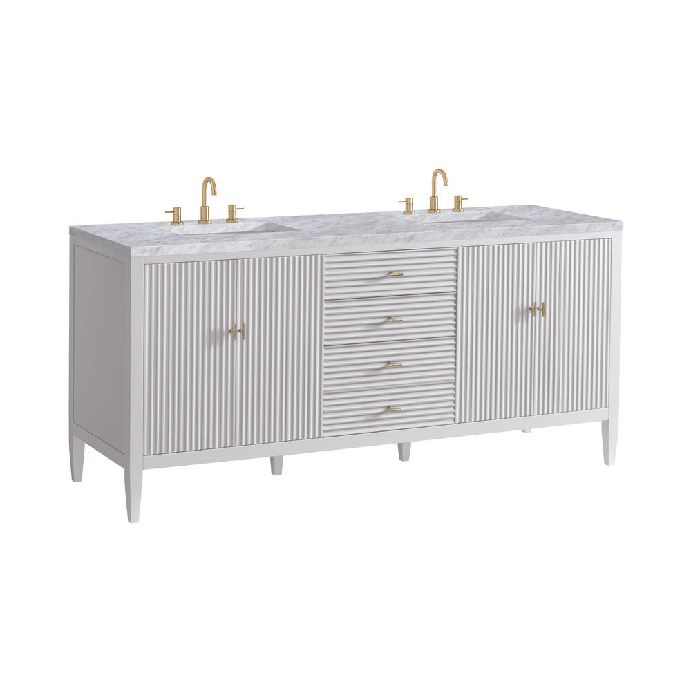 James Martin - Myrrin 72" Double Vanity, Bright White w/ 3 CM Carrara White Marble Top - 485-V72-BW-3CAR view 10
