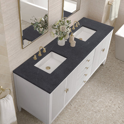 James Martin - Myrrin 72" Double Vanity, Bright White w/ 3 CM Charcoal Soapstone Silestone Top - 485-V72-BW-3CSP view 7