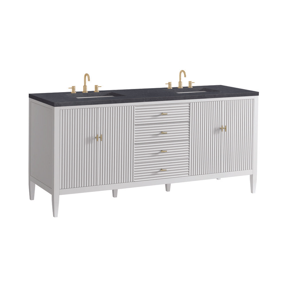 James Martin - Myrrin 72" Double Vanity, Bright White w/ 3 CM Charcoal Soapstone Silestone Top - 485-V72-BW-3CSP view 10