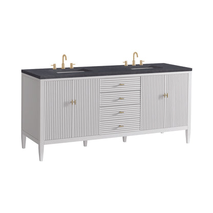 James Martin - Myrrin 72" Double Vanity, Bright White w/ 3 CM Charcoal Soapstone Silestone Top - 485-V72-BW-3CSP view 10