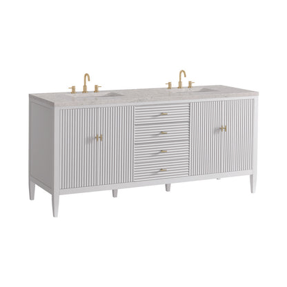 James Martin - Myrrin 72" Double Vanity, Bright White w/ 3 CM Eternal Jasmine Pearl Silestone Top - 485-V72-BW-3EJP view 10