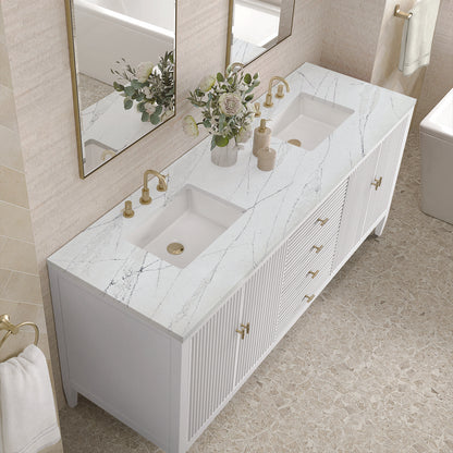 James Martin - Myrrin 72" Double Vanity, Bright White w/ 3 CM Ethereal Noctis Silestone Top - 485-V72-BW-3ENC view 7